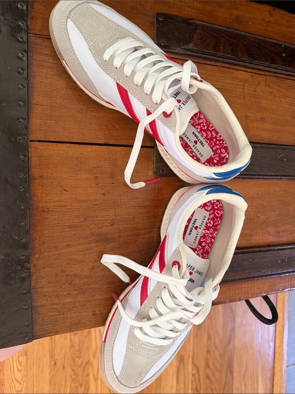 Draper James x Tretorn White Sneakers with Red and Blue Accents